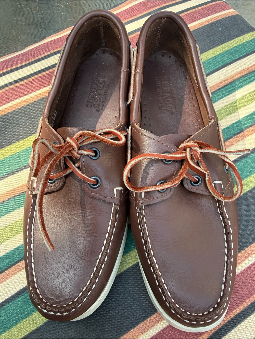 Sebago Brown Leather Moccasin Boat Shoes